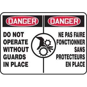 NOT OPERATE WITHOUT GUARDS IN PLACE (BILINGUAL FRENCH   DANGER NE PAS 