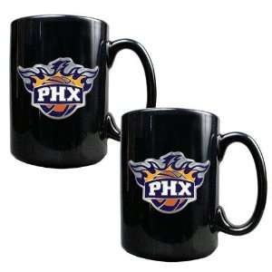Phoenix Suns NBA 2pc Black Ceramic Mug Set   Primary Logo  