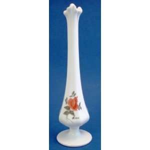  Fenton Milk Glass Love Rose Bud Vase Signed