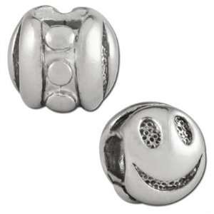  10mm Smile Large Hole Bead   Rhodium Plated Jewelry