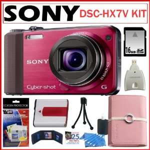 Sony Cyber Shot DSC HX7V/R 16.2 MP with 10x Optical Zoom in Red + 16GB 