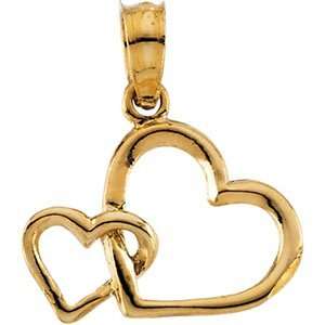   14Ky Gold 10.50X13.50Mm Youth Double Heart Pendant W/15 Chn Jewelry