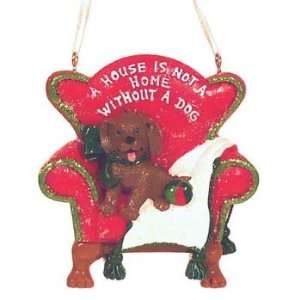  Chocolate Lab in Chair Christmas Ornament