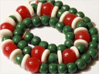 ANTIQUE VINTAGE CZECH GREEN TRADE GLASS BEADS NECKLACE  