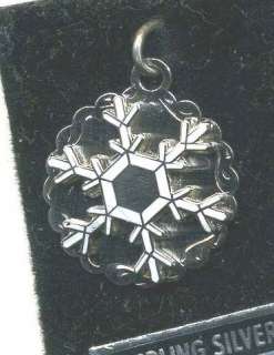 Vintage sterling enamel SNOWFLAKE charm DISC WINTER  