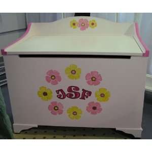   of flowers hand painted toy box by sweet beginnings