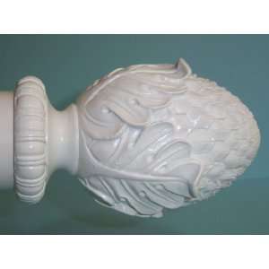  Oakleaf Finial in White finish for a 2 dowel rod   1/pack 