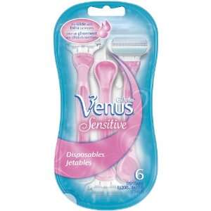  Gillette Venus Sensitive Pink Disposable Womens Razor, 6 