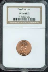 2006 LINCOLN CENT NGC MS69 RED SMS FINEST GRADED .  