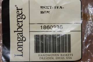 Longaberger Bold Green Tea Basket & Lidded Protector New  