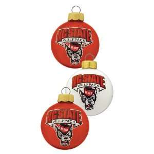  NC State Wolfpack 3 Pc Glass Logo Ball Ornament Set 