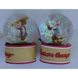  Curious George (2) Different Small Snow Globes Baseball 