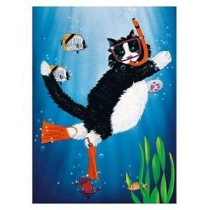  Hawaii Poster Snorkel Kitty 12 x 18 in.