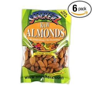 Snackerz Almonds (Raw), 3 Ounce Packages (Pack of 6)  