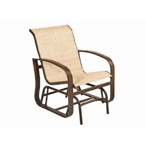   Sling Aluminum Arm Glider Patio Lounge Chair Smooth Limestone Finish