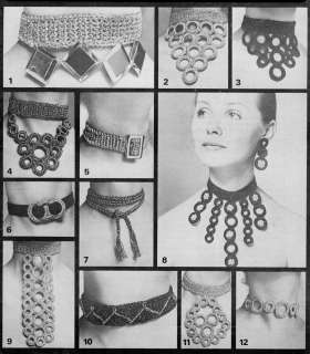 Crochet Pattern Chokers Necklaces Jewellery vintage retro  