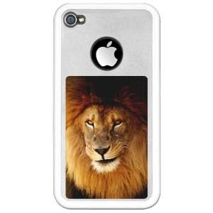  iPhone 4 or 4S Clear Case White Male Lion Smirk 