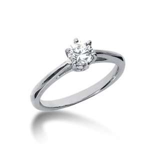 Round Diamond Classic Solitaire 6 Prong Set 14K Gold Engagement Ring 