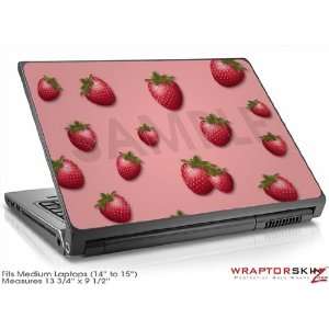 Medium Laptop Skin Strawberries on Pink Electronics