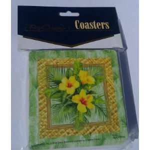   Luau Coasters Hawaiian Floral Design Cardboard