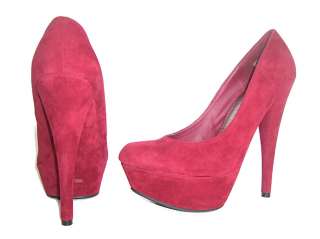 New Red Closed Toe Suede Platform Dress Pumps Shoes  