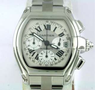 Cartier Roadster Chronograph XL $10,300.00 Stainless Steel Mens Watch 