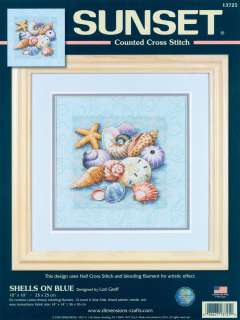10X10 Shells On Blue Counted Cross Stitch Kit 13725  