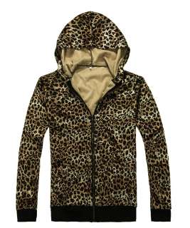 New Mens Fashion Slim Fit Leopard Hoodies Coat Jacket Z198  