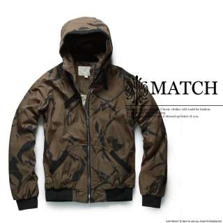 NEW MATCH Mens zip fashion hoodies jacket Black Brown Camo Size M L 