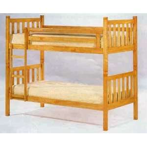   Stain Oak Finish Solid Wood Twin Bunk Bed Bunkbed Furniture & Decor