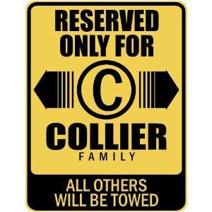   RESERVED ONLY FOR COLLIER FAMILY  PARKING SIGN