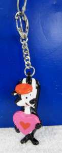 Cute PEPE LE PEW with French Hat and Heart PVC Keychain  