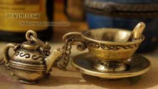 Elegant Antique Bronze Coffee Cup Tea Pot Retro style pendant Necklace 