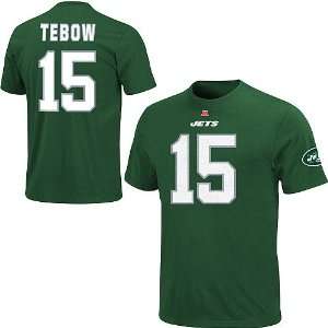 New York Jets Tim Tebow #15 Name & Number T Shirt (Green)  