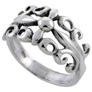  Sterling Silver Floral Vine Ring (Available in Sizes 5 to 