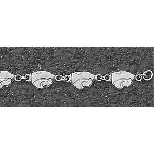  Kansas State Wildcats Sterling Silver Bracelet 7 1/2in 