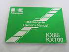 02 2002 Kawasaki KX85 KX100 Motorcycle Owners Manual 99987 1076