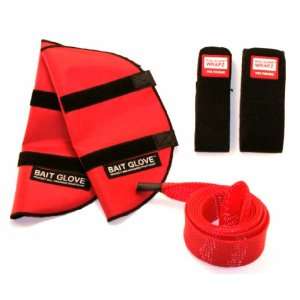  Bundle 3 Items Spinning Rod Glove (Red), Bait Glove and 