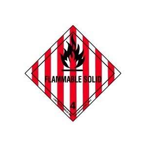  Flammable Solid Label, Worded, Paper, Roll of 500 Office 