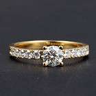 52CT Solitaire DIAMOND .30ct VS Side Solid 18K Yellow GOLD Pave 