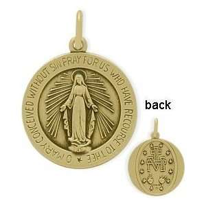  Yellow 14 Karat Gold Religious Mary Medal Medallion with 
