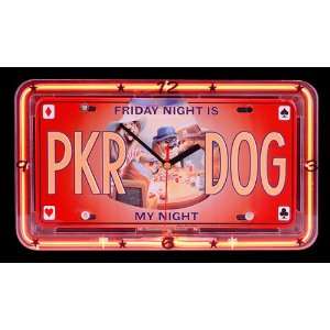  Poker Dog Dogs Neon License Plate Wall Clock
