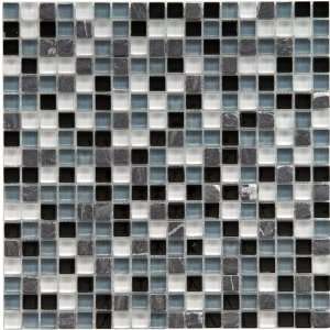 Sierra Mini Tuxedo 11 3/4 x 11 3/4 Inch Glass and Stone Mosaic Wall 