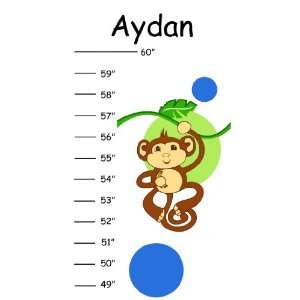  Monkey Vines with Lime & Blue Polka Dots Growth Chart 