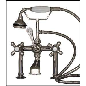   Nickel Tub Rim Mounted Faucet & Hand Shower   Cross