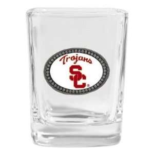 Set of 2 Southern California Trojans Logo Square Shot Glass   NCAA 