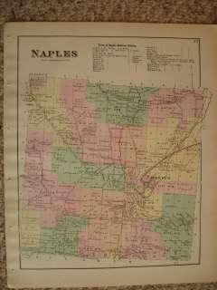 NAPLES ONTARIO COUNTY NEW YORK ANTIQUE HANDCOLOR MAP NR  