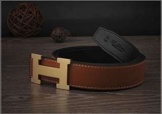 Womens Genuine Leather Belt H Shape Golden Metal Buckle Belt 5 COLORS 