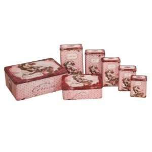    French Set of 7 Tin Boxes Confiture de Cerises