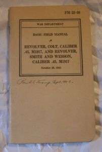 US Army War Field Manual Colt S & W Revolver Pamphlet  